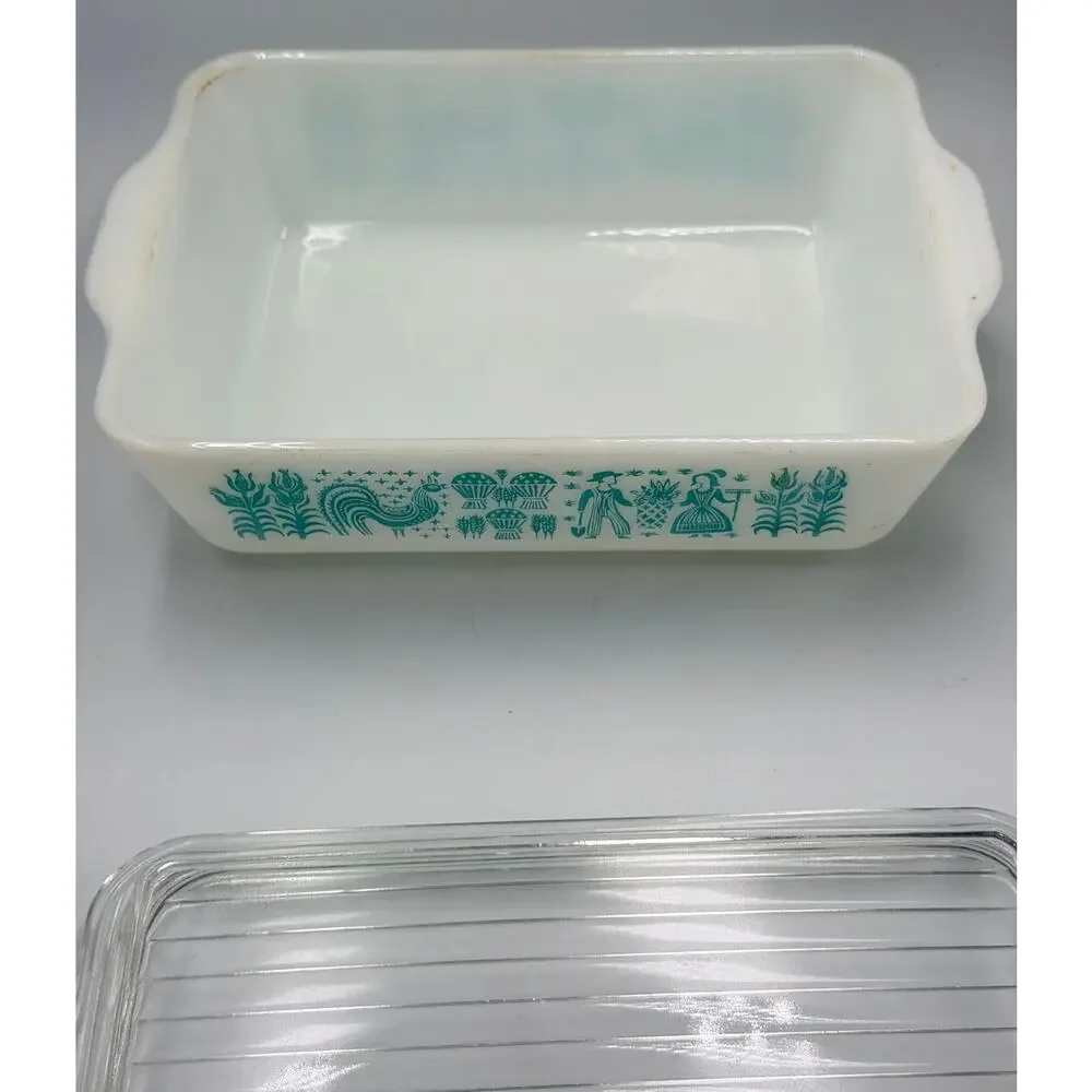 PYREX #503 Blue Amish Butterprint Turquoise Refrigerator Storage Dish READ